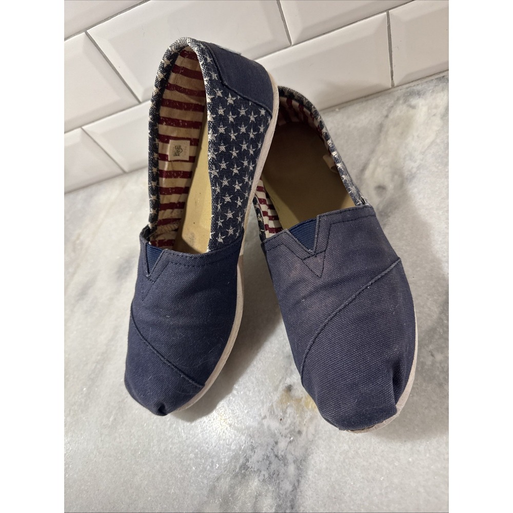 TOMS Classic Shoes Slip On AMERICAN FLAG Canvas Size 8‎ - READ